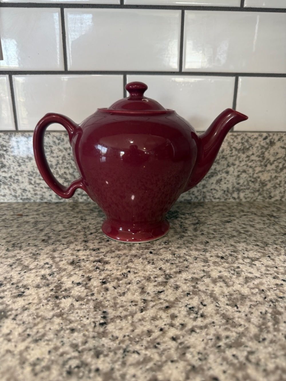 Elegant Burgundy Ceramic Teapot with Classic Silhouette